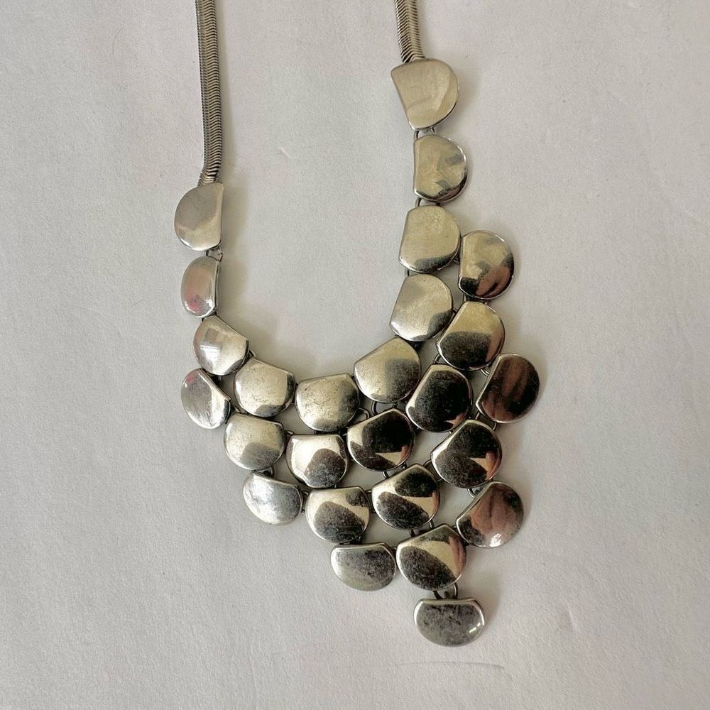 Express Silver Tone Graduated Statement Necklace - image 3